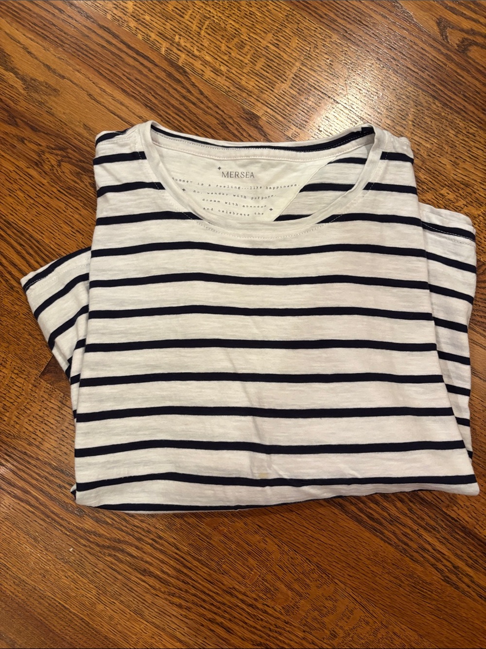 Mersea Striped Catalina Crewneck Tee in White & Navy